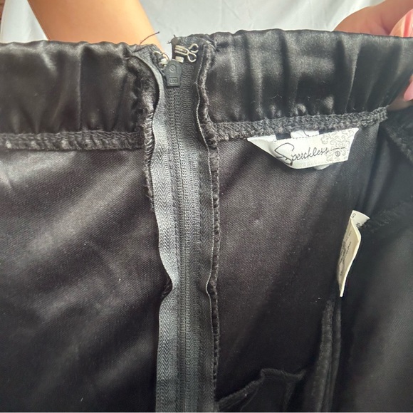 Speechless Black and Purple Ruffled Satin Mini Dress - Picture 7 of 8